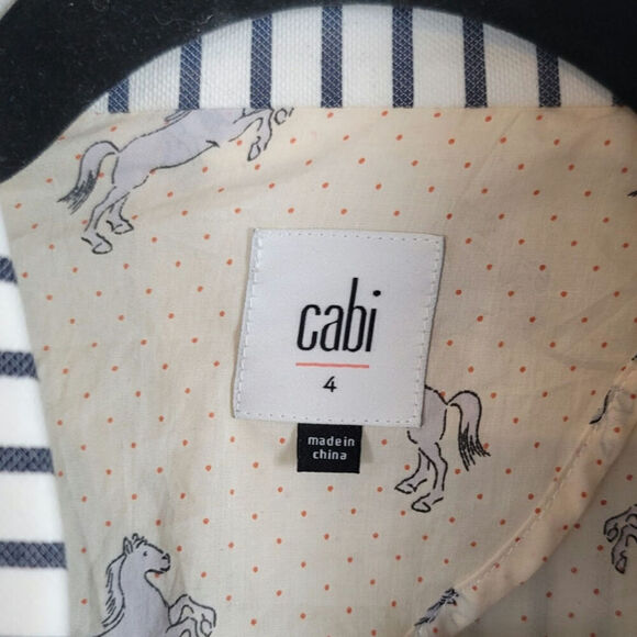 CAbi Ticking Stripe Bell-sleeve Blazer in Black/White, sz 4 - Picture 6 of 14